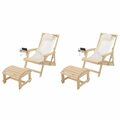 W Unlimited Romantic Collection Canvas Sling Chair with Cup and Wine Holder and Ottoman Set of 4 2117NC-BG-CH2OT2